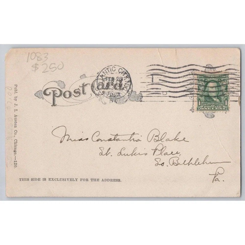 The Lovers Children Kissing  J. I.‎ Austen Co. Undivided Back 1907 POSTCARD